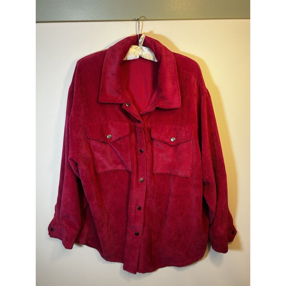 Wild Fable Hot Pink Corduroy Shacket Womens XL Oversized Snap Shirt Jacket - Picture 14 of 15